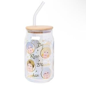 Golden Girls Blue Buffalo Tumbler - Glass w/Glass Straw - 40th Anniversary NIB